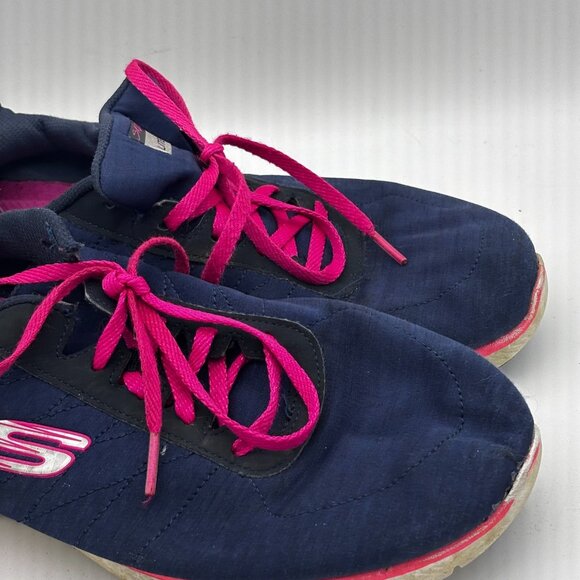 Skechers Navy Blue Pink Lightweight Athletic Running Walking Sneakers Womens 9.5 - Picture 2 of 8